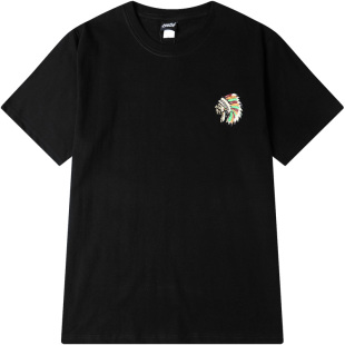 夏季日系民族风印第安人印花简约加肥加大码男装 短袖T恤潮男半袖