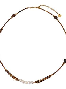 XMR天然虎眼石珍珠项链
