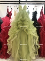 Длинный, зеленый, ассиметричный крой