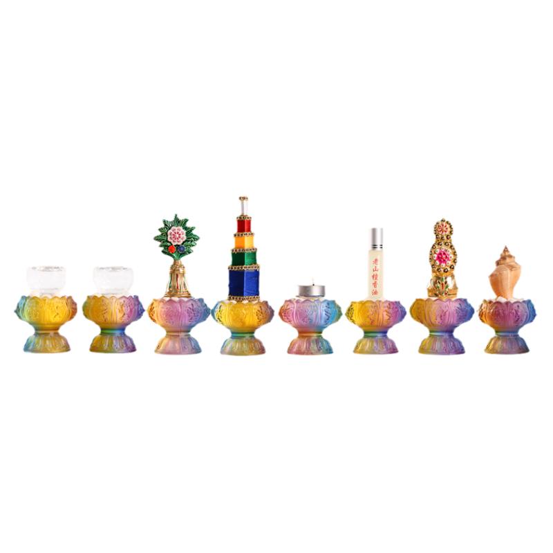 琉璃八供养组合套装八吉祥供杯