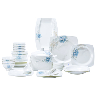 高温釉下彩碗家用2026新款高颜值景德镇碗碟套装家用轻奢骨瓷餐具