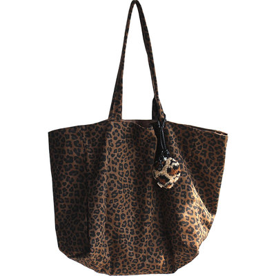 双面可背韩系帆布豹纹包