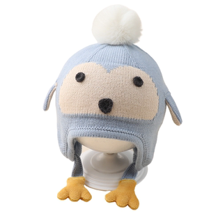 男宝宝帽子秋冬季6到12个月小月龄婴儿冬天保暖护耳毛线帽一岁女2