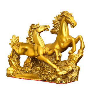 铜马摆件双马奔腾二匹宝马生肖马铜马八骏雄风马到成功送礼办公桌