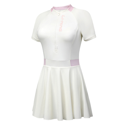 李宁泳衣女2026新款白色裙式泳衣