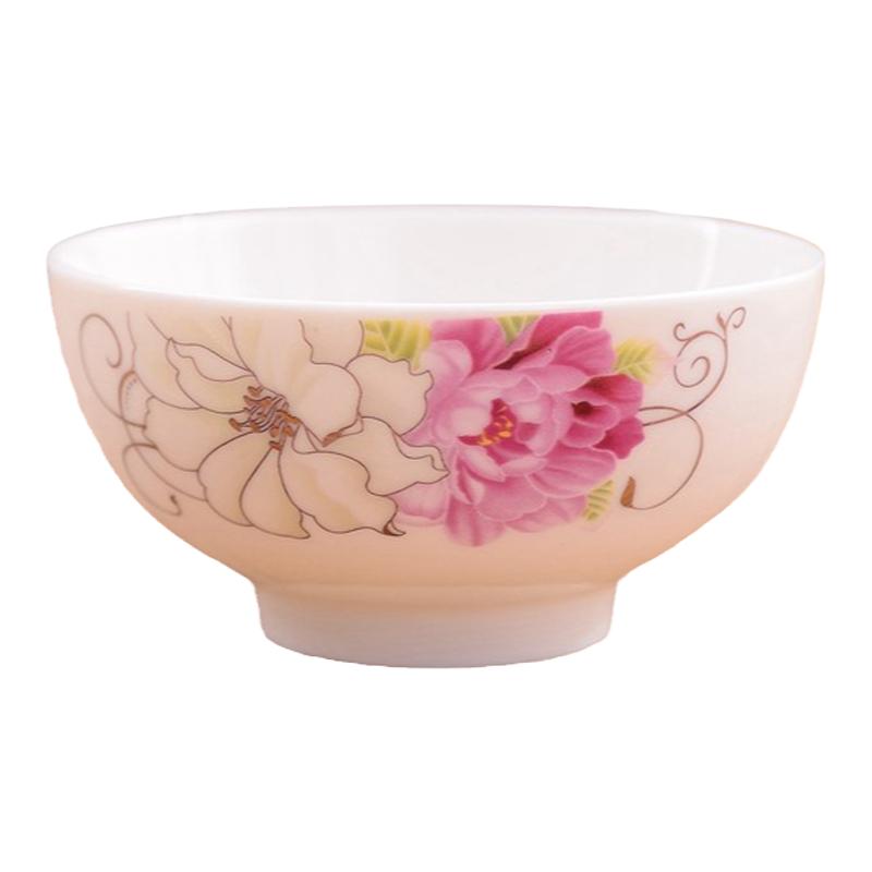 陶瓷碗餐具套装家用米饭碗乔迁新居碗4.5英寸高脚碗饭碗圆碗10个