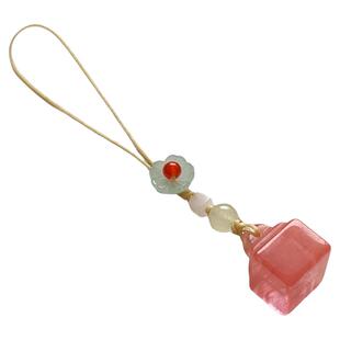 新品西瓜晶方形印章手机链挂件古风玉石书画闲章吊坠吊饰包挂饰品