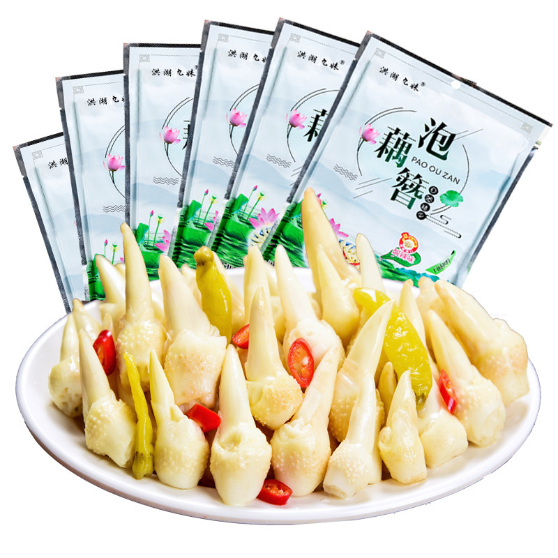 酸辣泡藕簪400g*6袋洪湖泡椒藕芽头藕尖湖北特产爽口即食下饭泡菜