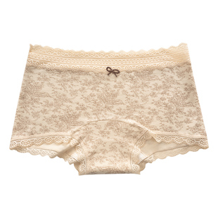 都市丽人纯棉内裤女士2026新款全棉抗菌裆蕾丝碎花少女生平四角裤