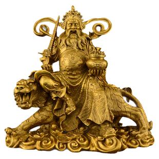 菩提有道铜赵公明骑虎像黄铜武财神玄坛赵元帅供奉赵公明神像财神