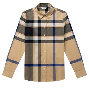 Hazzys哈吉斯长袖多色翻领大格纹衬衫上衣女士春夏休闲衬衣上装