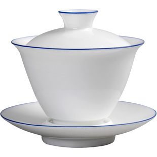 盖碗茶杯单个小号高足茶碗80ml三才杯薄胎瓷透羊脂玉瓷碗logo定制