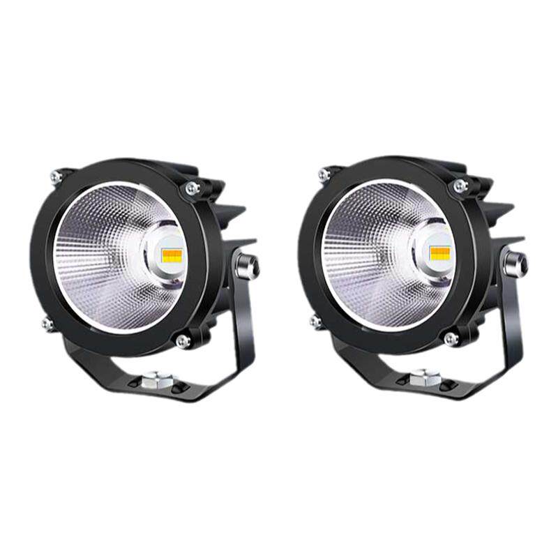 汽车led射灯超亮12v24v强光圆形黄光雾灯散光挖机灯货车越野车用