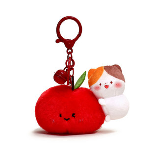 YUYI原创可爱苹果玩偶可抽拉伸毛绒公仔包包挂件生日礼物钥匙扣