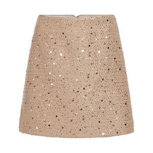 FIVE PLUS小香风半身裙女A字短裙子高腰亮片千金感