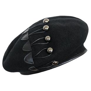 贝雷帽女秋冬英伦复古百搭毛呢画家帽铆钉羊毛蓓蕾帽女士贝蕾帽子