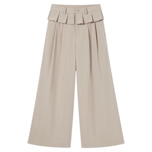 PSO Brand女装莱赛尔假两件直筒风衣裤子女款宽松阔腿休闲长裤