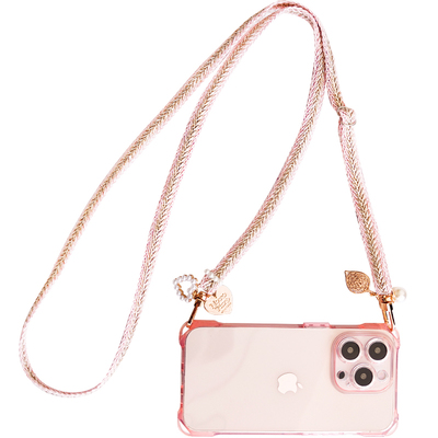 透粉色四角开孔tpu小香风编织绳