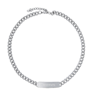 SAZ 简约钛钢不掉色冷淡风字母弯牌项圈链条笑脸小众choker项链男