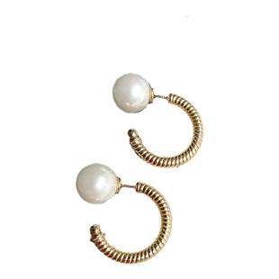 宋祖儿同款 LHwindsor温莎珠宝 珍珠圆圈耳环女金色复古两戴耳饰
