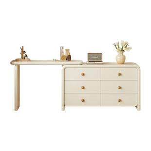 奶酪梳妆台斗柜一体奶油原木风实木化妆桌子卧室现代简约2026新款