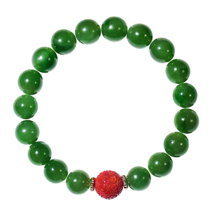 PLSTONE普琳丝天然玉石7A俄罗斯菠菜绿碧玉和田玉设计手链手串女