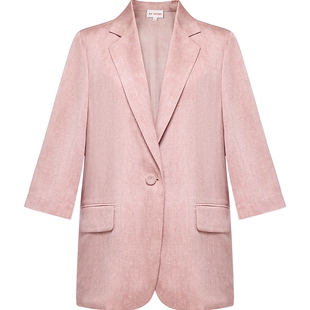 EP雅莹2025新款女装 真丝通勤宽松一粒扣七分袖西装外套1102A