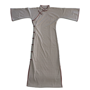 粉苏古法全开襟旗袍新中式2025新款针织春秋倒大袖年轻款少女宽松