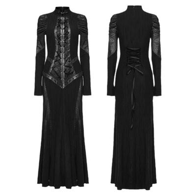 暗黑哥特性感显瘦长袖连衣裙女