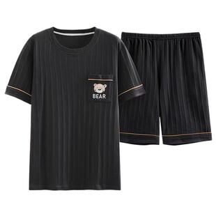 睡衣男青少年夏季短袖短裤纯棉薄款休闲套装春夏天男士宽松家居服
