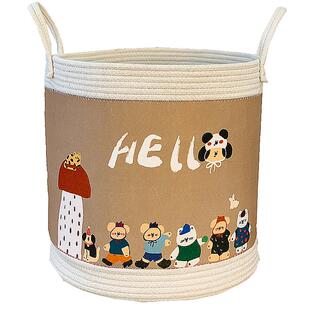 北欧风格卡通动漫儿童圆桶形收纳桶休闲衣服收纳筐青年宿舍脏衣桶