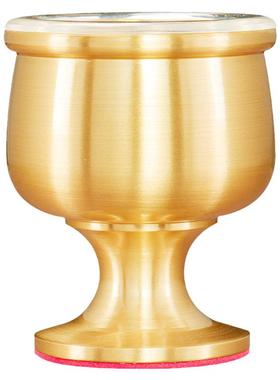 纯黄铜素面酒杯拉丝圣水杯财神爷关公净水杯佛前器具茶杯中式摆件