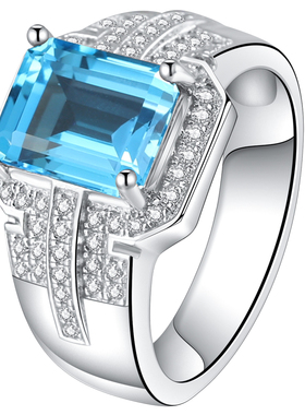 925银男托帕石戒指个性刻字