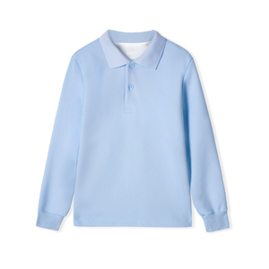 男童Polo衫长袖t恤纯棉春秋儿童浅蓝色打底衫加绒中大小学生校服