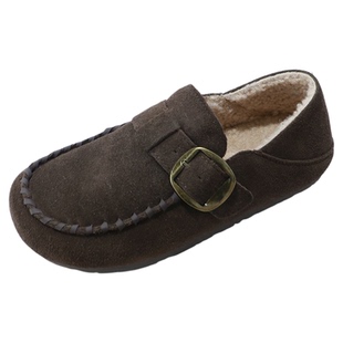 诗路花语棉鞋女2025冬真皮加绒勃肯鞋软底一脚蹬乐福鞋551-1071-1