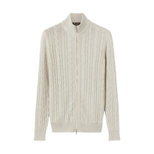 LoroPiana/诺悠翩雅男士婴儿羊绒电缆编织拉链式夹克外套新款