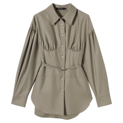 设计感长袖衬衫女收腰小众上衣女