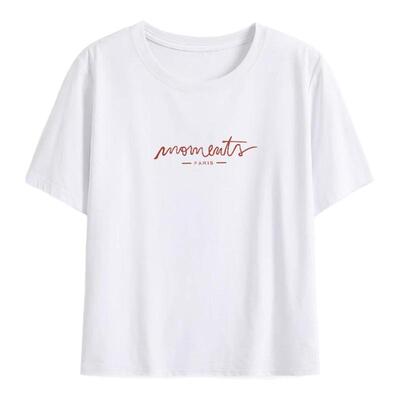 正肩短袖t恤女夏季新款短款上衣
