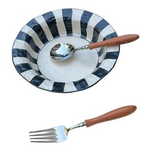 悦檬食器 黄花梨木不锈钢餐勺ins风甜品勺实木柄餐具家用汤勺