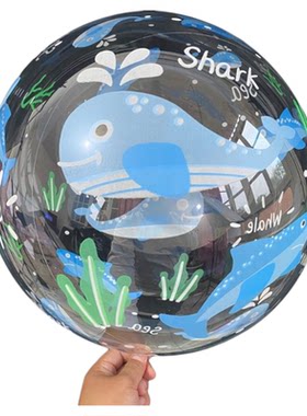 24寸卡通双面印花波波球皮网红可爱儿童透明带图案飞天气球摆摊