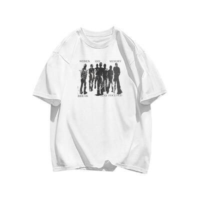 美式高街正肩宽松T恤男短袖纯棉