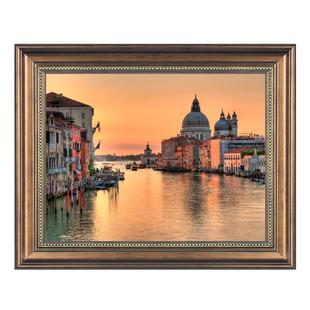 欧式建筑复古风景装饰画书房美式客厅仿油画餐厅挂画走廊过道壁画