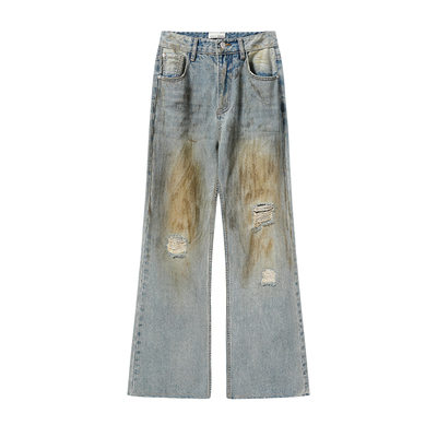 【露思同款】CPLUS SERIES 水洗做旧脏脏裤直筒微喇牛仔裤