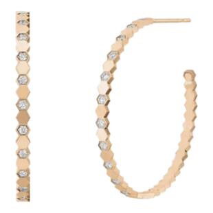 新款轻奢欧美气质夸张蜂巢大耳圈18K玫瑰金小众设计时尚百搭耳环