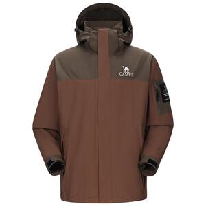 骆驼棕色三合一冲锋衣男女可拆卸两件套户外防暴雨登山服进藏外套