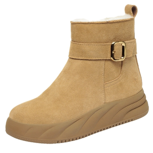 雪地靴女款冬季皮毛一体女鞋加绒加厚大棉鞋真皮羊毛靴子厚底防滑