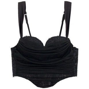 复古法式性感蕾丝网纱马甲式文胸骨衣收腰显大软钢圈外穿聚拢内衣