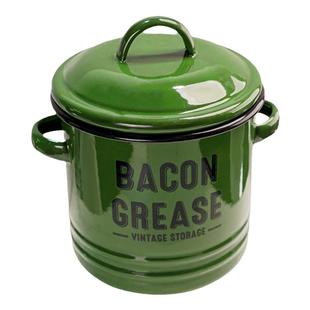 搪瓷猪油罐厨房双耳小炖盅复古多功能调味罐储物罐子有盖食品级