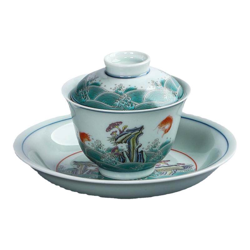 复古仿古瓷三才盖碗大壶承家用沏茶敬茶功夫茶具茶艺师考试泡茶碗