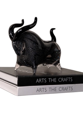 轻奢牛运亨通招财手工琉璃牛摆件桌面客厅装饰品样板间书房办公室